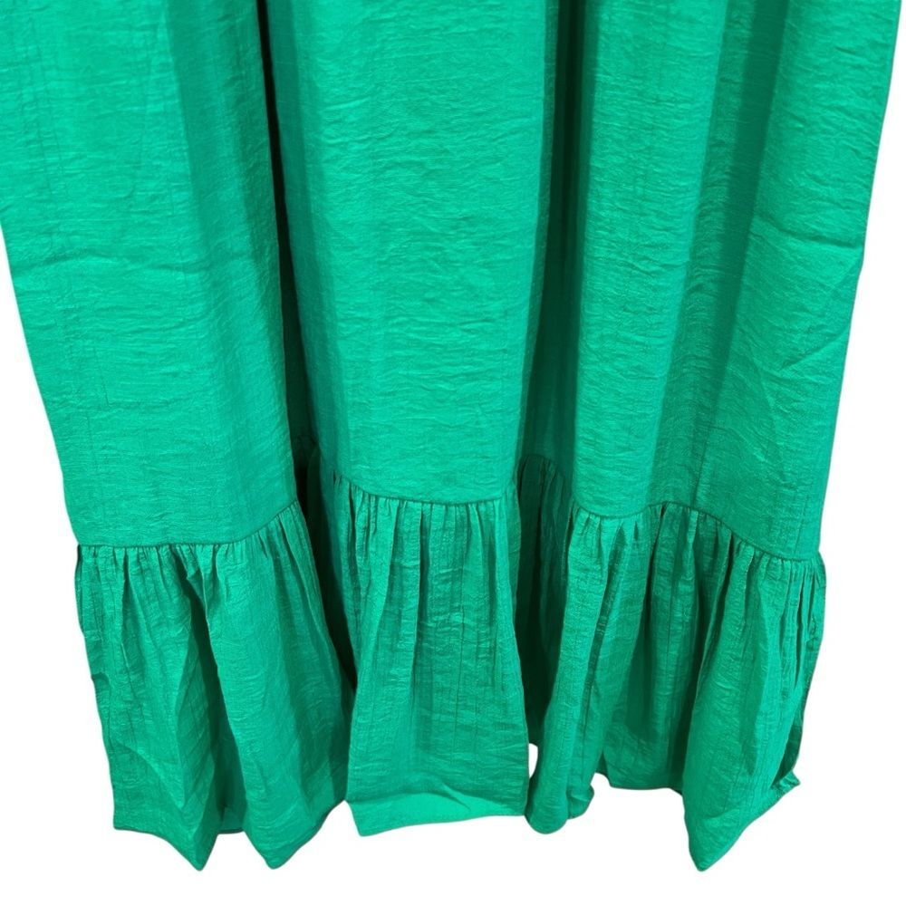Nanette Lepore Smocked Midi Dress Flutter Sleeve Ruffle Hem Green 12 NWT - Picture 11 of 16